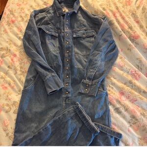 Free People oversized denim coverall jumpsuit